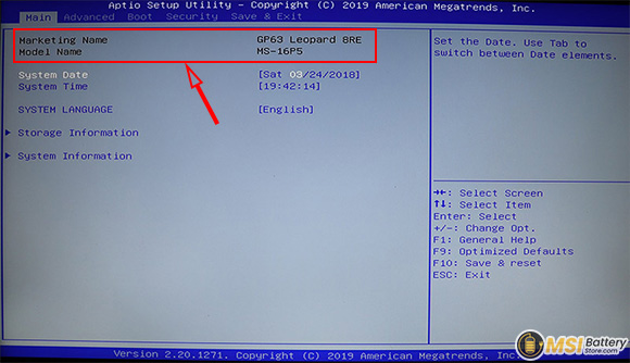 Check MSI model number from BIOS