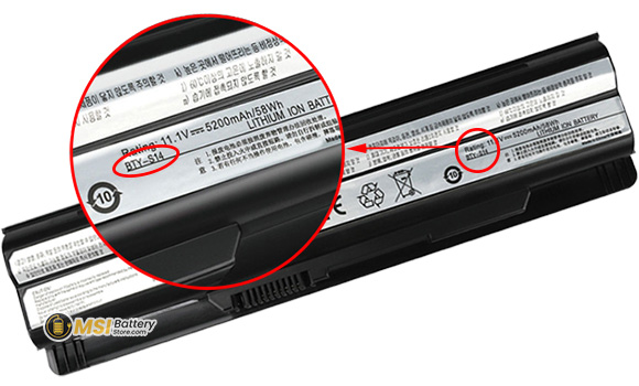 MSI BTY-S14 Battery Part Number