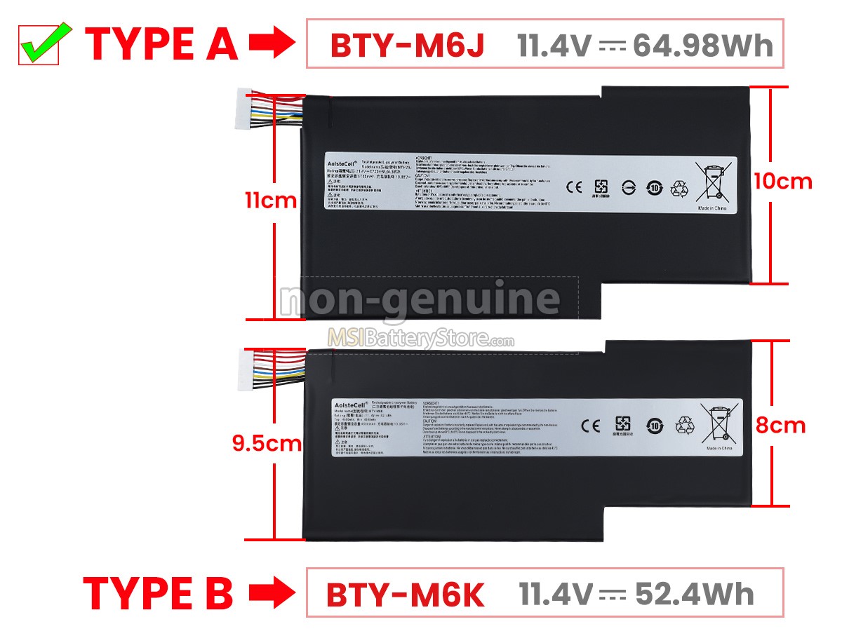 MSI BTY-M6J replacement battery